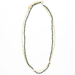 Ink + Alloy Milly Double Strand Crystal Necklace Brass + Green NWT
